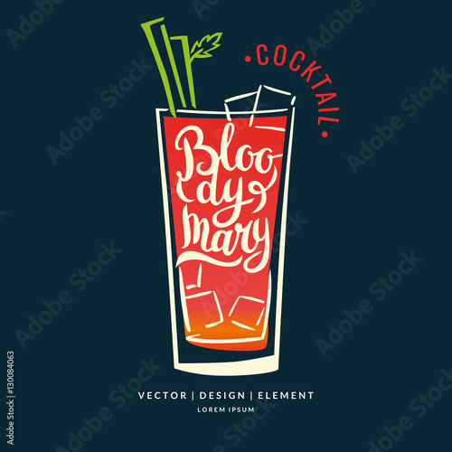 Modern hand drawn lettering label for cocktail.