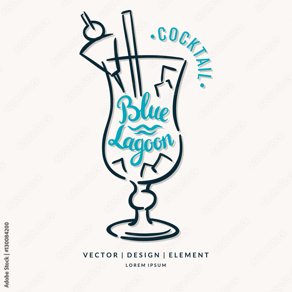 Modern hand drawn lettering label for cocktail. Modern hand drawn lettering label for cocktail.
