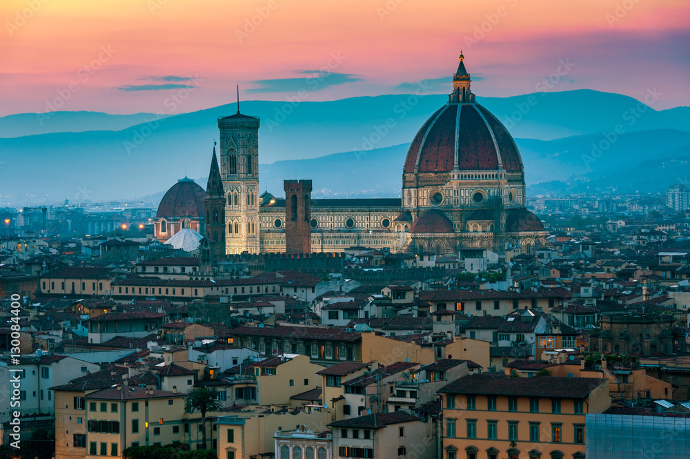 Cathedral in Florence Italy at sunset

