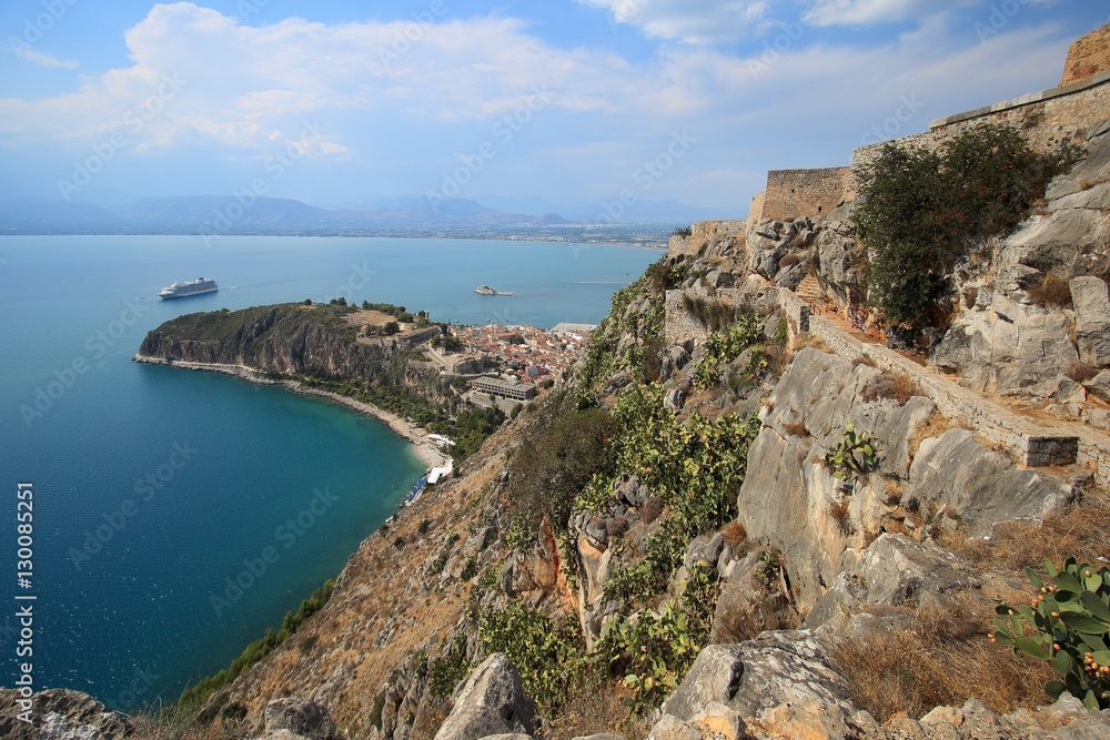 View of the old part of Nafplio town from Palamidi castle View of the old part of Nafplio town from Palamidi castle