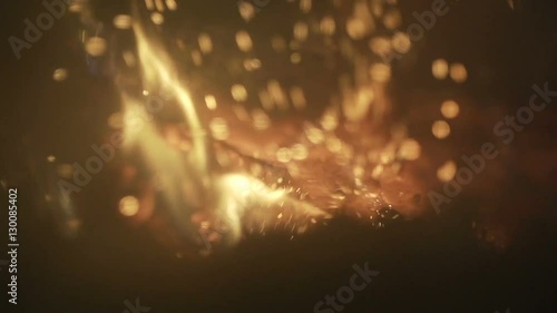 Burning wood in the fireplace