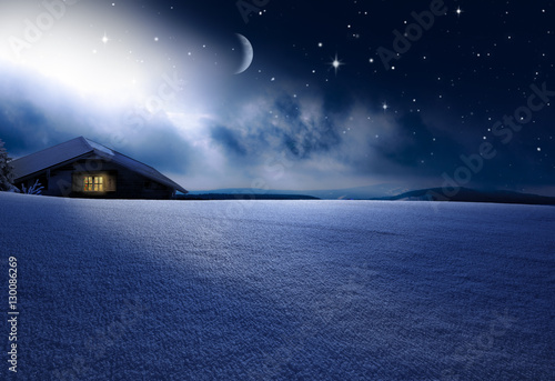 WEihnachthütte in Winternacht