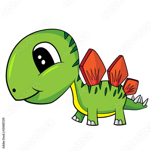 Illustration of Cute Cartoon Baby Stegosaurus Dinosaur. Vector EPS 8.