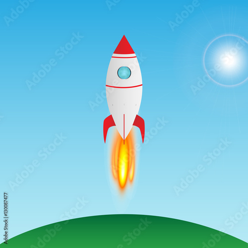 Fototapeta Naklejka Na Ścianę i Meble -  Rocket taking off illustration