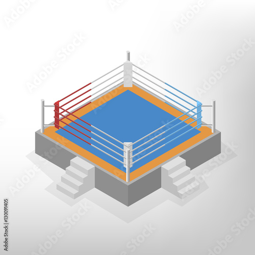 Boxing ring is an isometric, vector illustration.