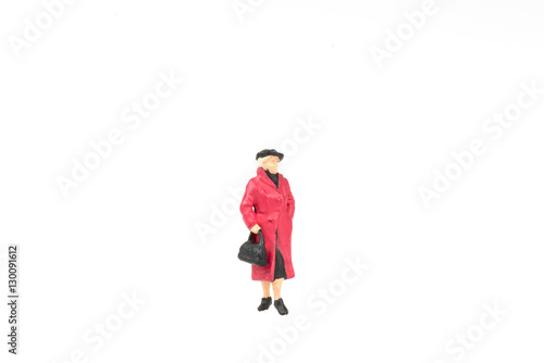 Miniature people business traveler on background with space for