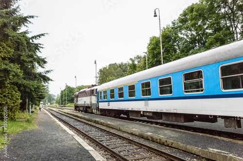 Perspective shot of a train passing through a platform