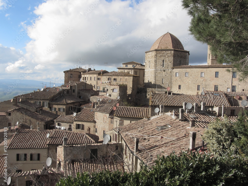 Panorama of Volterra village, province of Pisa . Tuscany, Italy