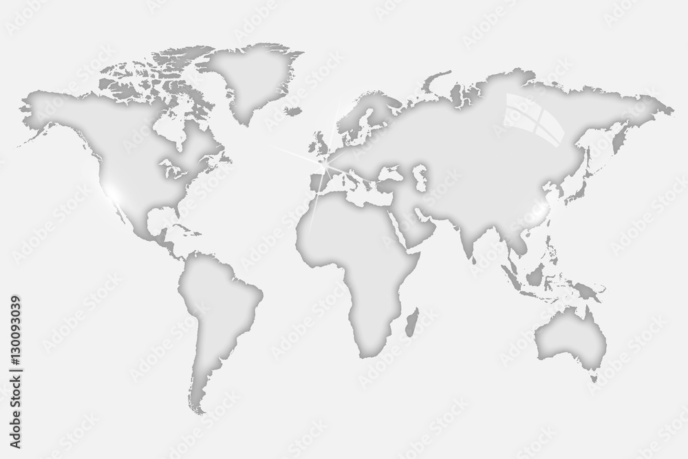 Glass world map illustration isolated on a white background