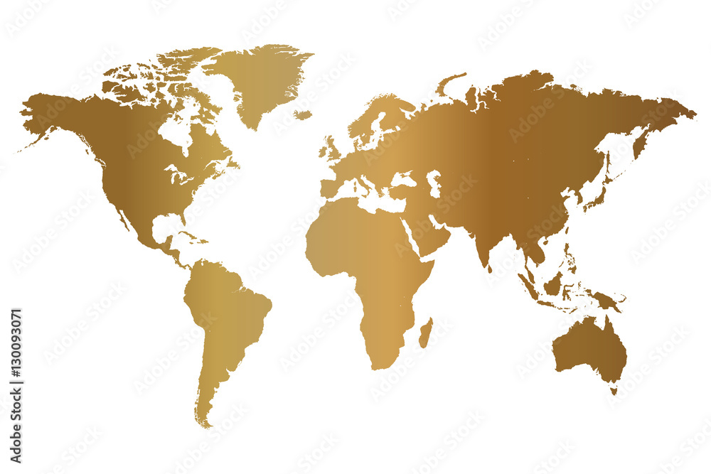 Gold World Map Illustration Stock Vector | Adobe Stock