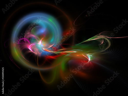 bright colorful abstract fractal on black background