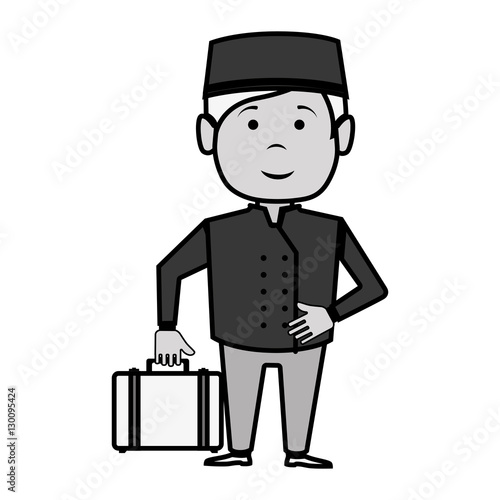bellboy character hotel service icon vector illustration design