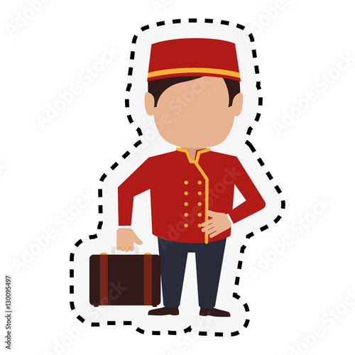 bellboy character hotel service icon vector illustration design