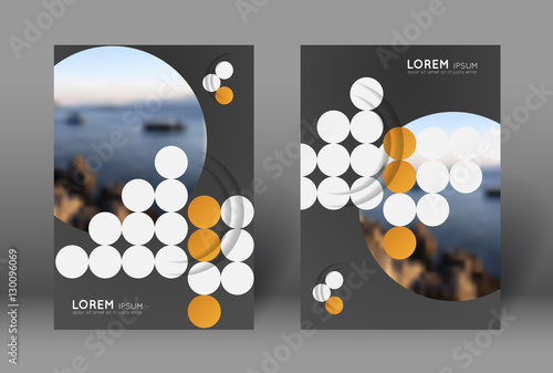 poster design template, book cover, flyer design, composition of white and orange circles, shadow effect