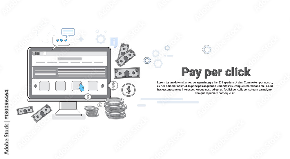 Pay Per Clock Online Payment Web Banner Vector Illustration