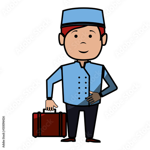 bellboy character hotel service icon vector illustration design