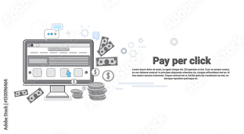 Pay Per Clock Online Payment Web Banner Vector Illustration