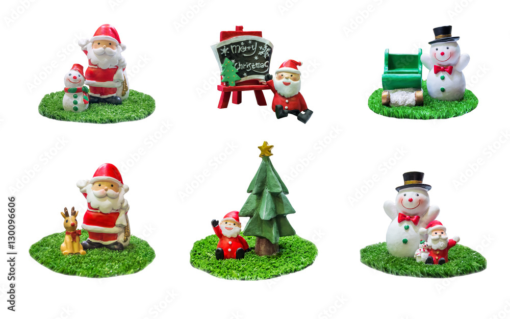 Santa Claus and snowman.isolated on white background with clipping path.