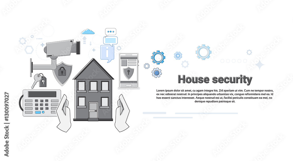 House Security Protection Insurance Web Banner Vector Illustration