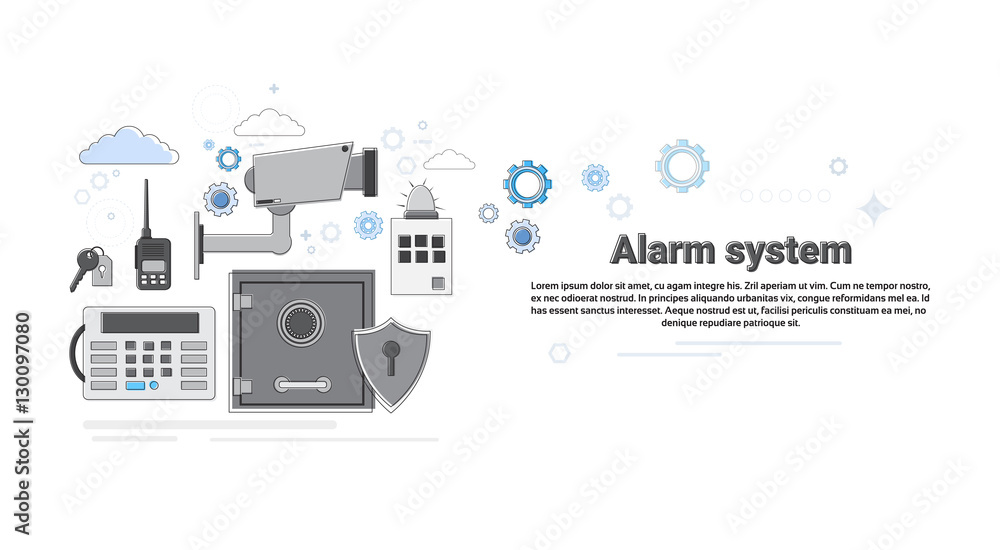 Alarm Thief Security Protection Insurance Web Banner Vector Illustration