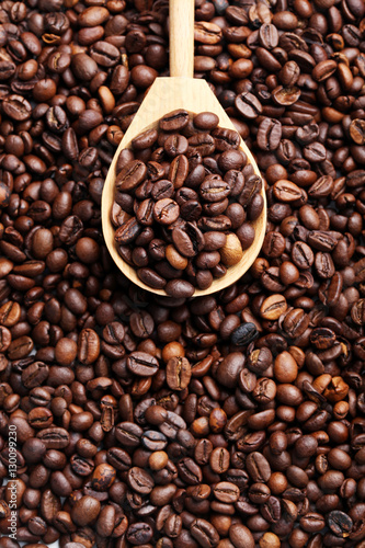 Brown roasted coffee beans background