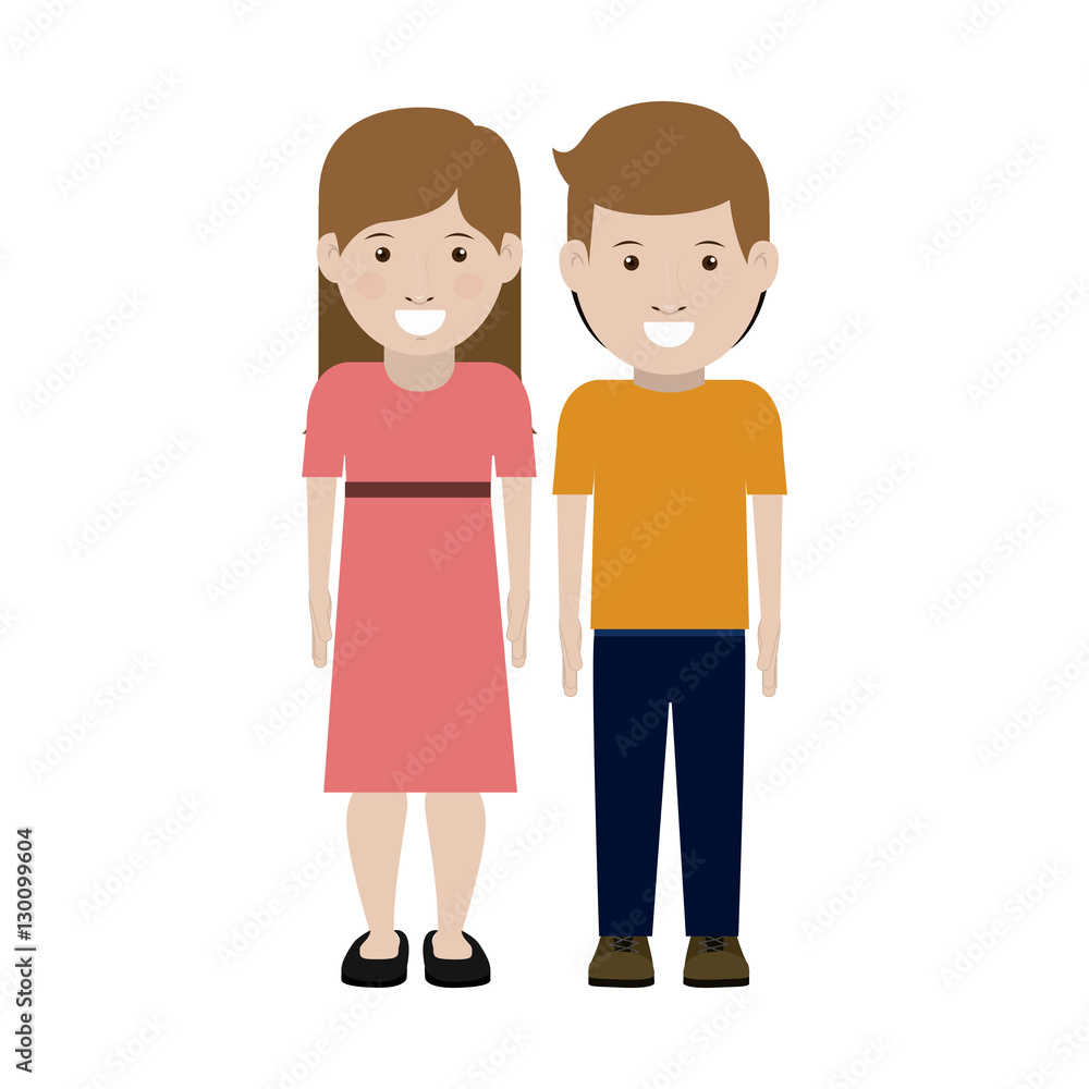 Girl and boy cartoon icon. Couple relationship and love theme. Isolated design. Vector illustration Girl and boy cartoon icon. Couple relationship and love theme. Isolated design. Vector illustration