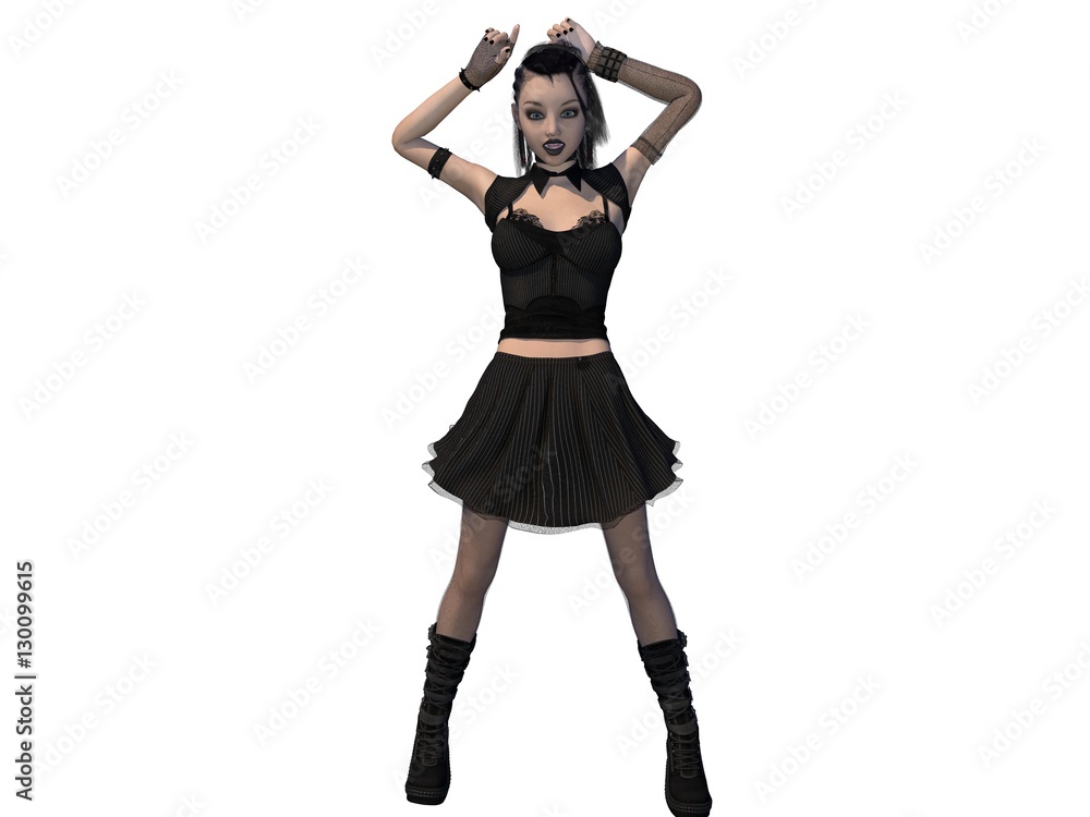 Sexy Gothic Female Posing On White Background 3D Rendering Sexy Gothic Female Posing On White Background 3D Rendering