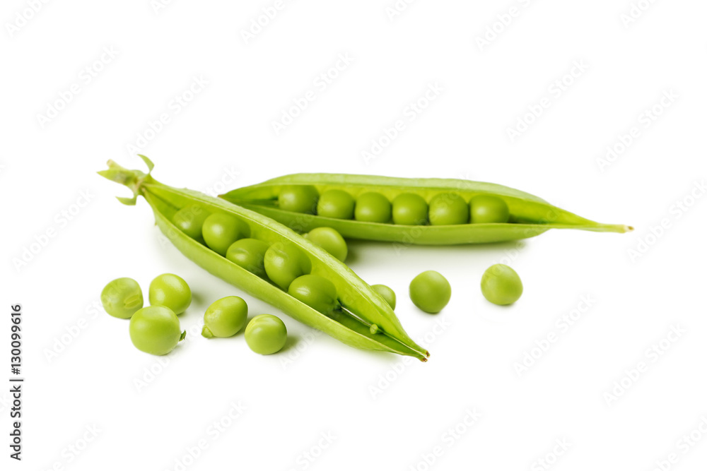 Green peas isolated on a white background Green peas isolated on a white background