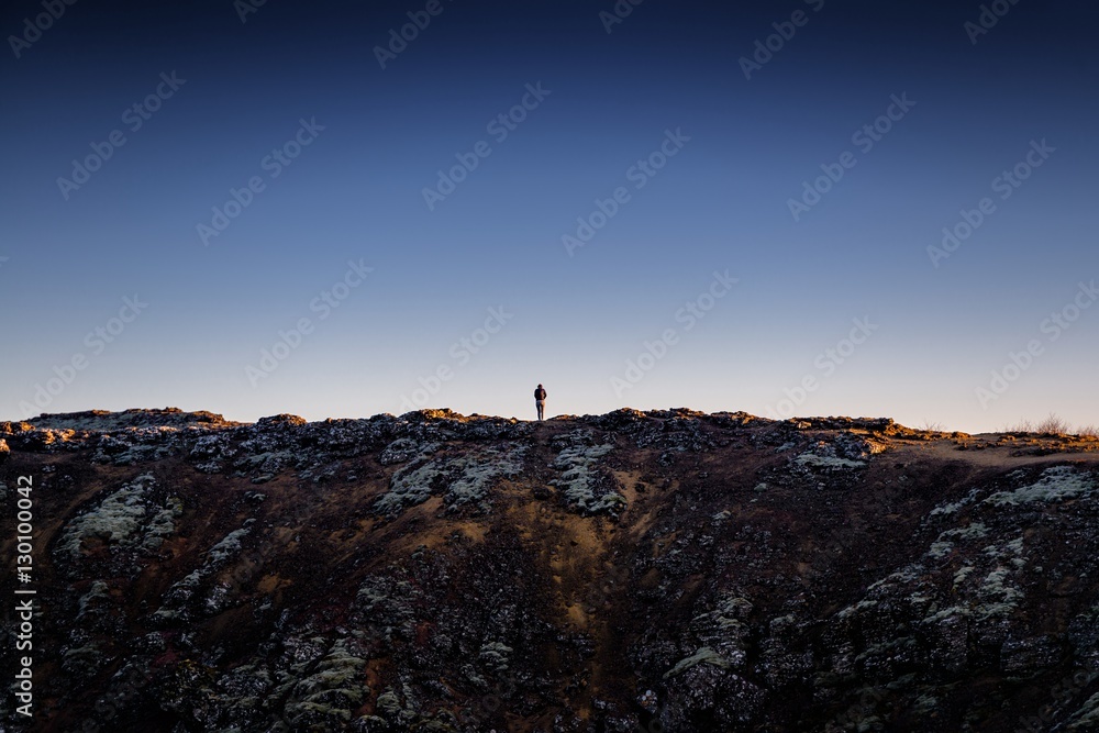 Landscape with mountains and small man Landscape with mountains and small man