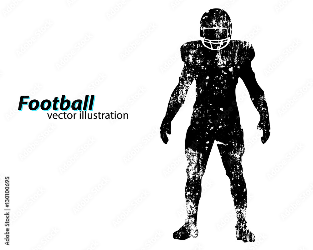 silhouette of a football player. Rugby. American footballer silhouette of a football player. Rugby. American footballer