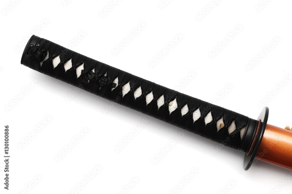 Tsuka : handle of Japanese sword on white background Tsuka : handle of Japanese sword on white background