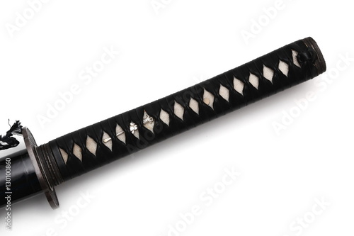 Tsuka : handle of Japanese sword on white background photo