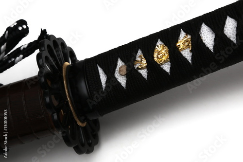 Tsuka : handle of Japanese sword on white background photo