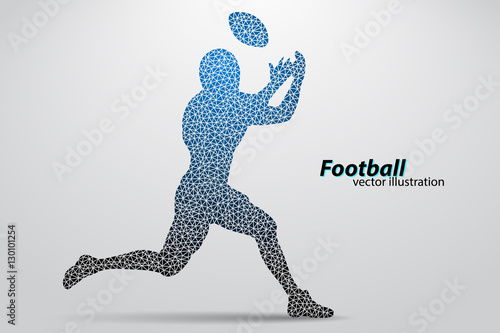 Silhouette of a football player from triangle. Rugby. American footballer