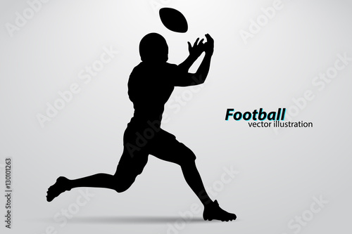 silhouette of a football player. Rugby. American footballer