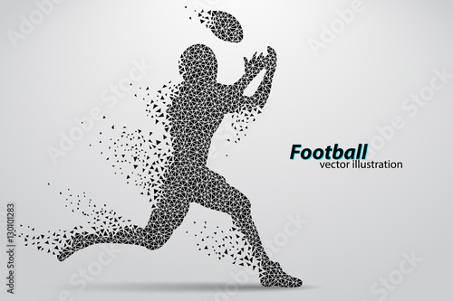 Silhouette of a football player from triangle. Rugby. American footballer