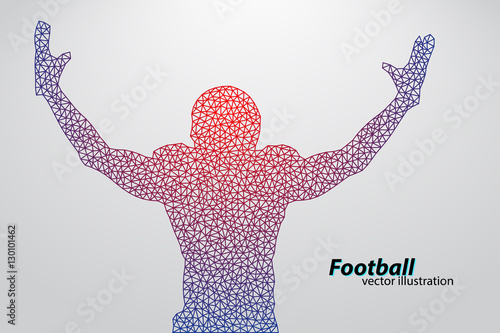Silhouette of a football player from triangle. Rugby. American footballer