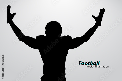 silhouette of a football player. Rugby. American footballer