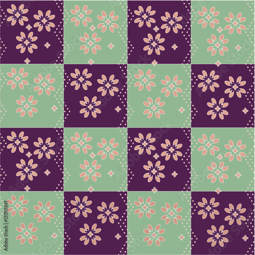 Seamless floral pattern for textile  in a patchwork style