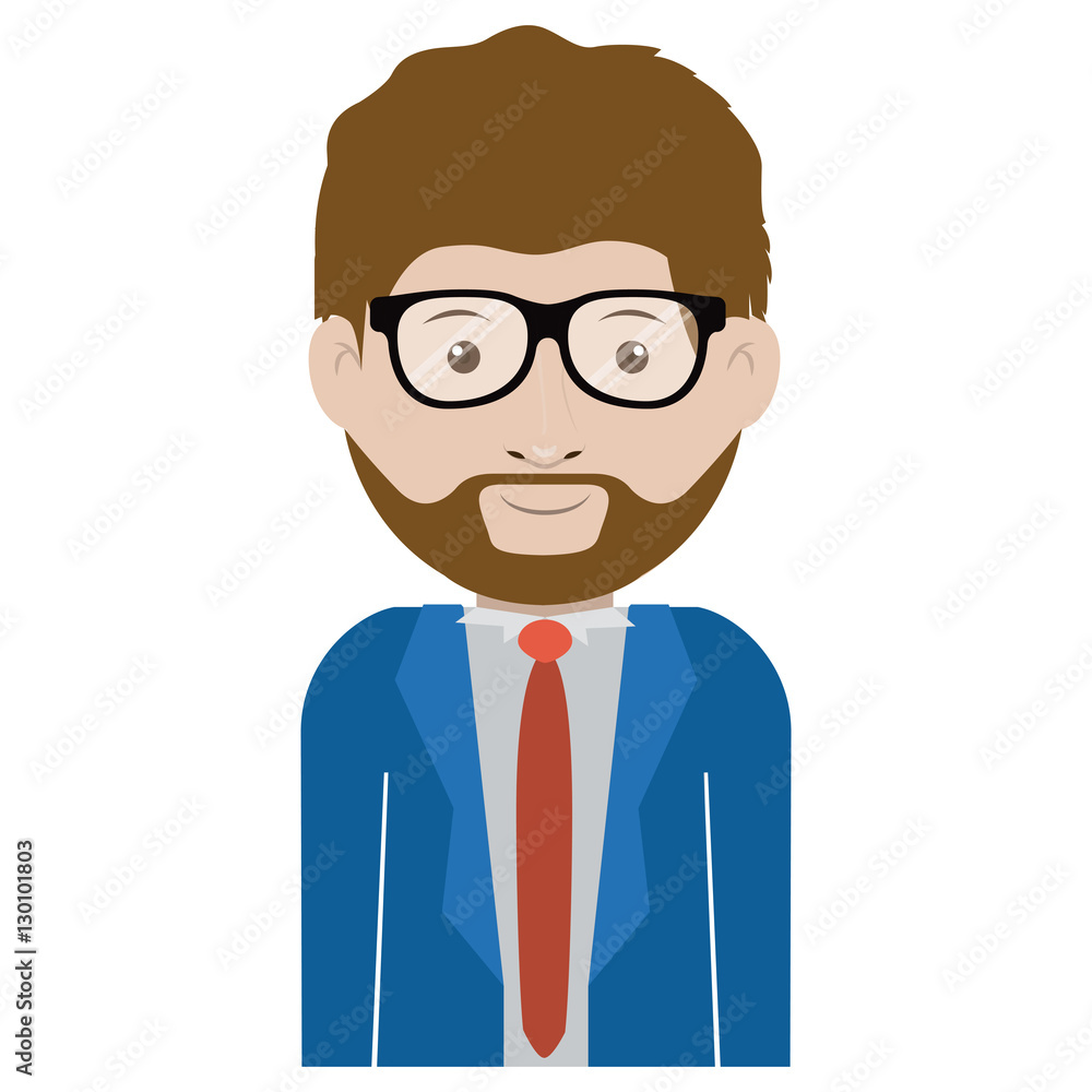 Man with glasses icon. Male avatar person people and human theme. Isolated design. Vector illustration