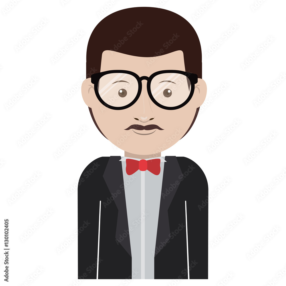 Man with glasses icon. Male avatar person people and human theme. Isolated design. Vector illustration Man with glasses icon. Male avatar person people and human theme. Isolated design. Vector illustration