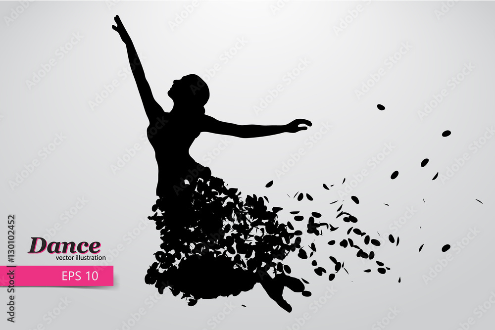 Naklejka premium Silhouette of a dancing girl. Dancer woman.