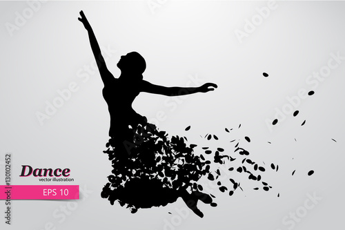 Silhouette of a dancing girl. Dancer woman.