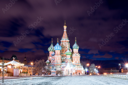 Night red square in winter