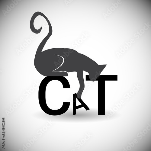 Silhouette Cat Animal Pet Web Icon Flat Vector Illustration