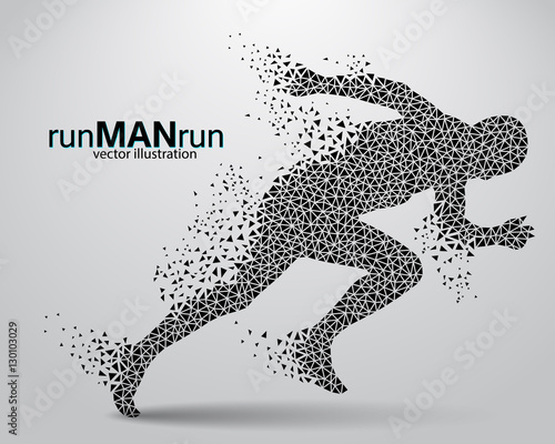 Silhouette of a running man from triangle.