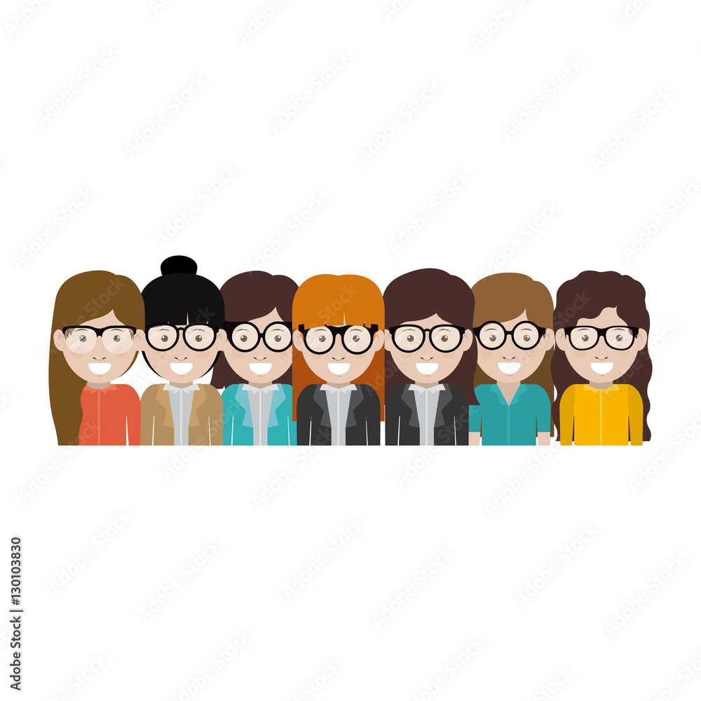 Fototapeta premium Woman with glasses icon. Girl female avatar person people and human theme. Isolated design. Vector illustration