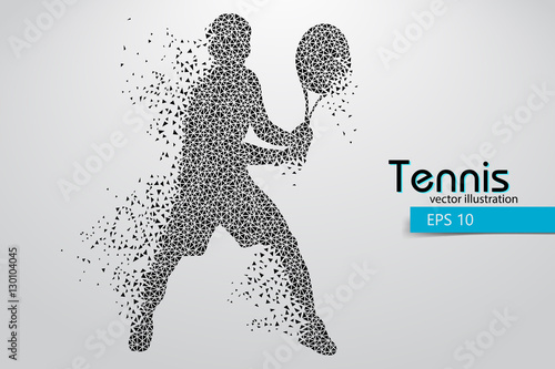 Silhouette of a tennis player from triangles.