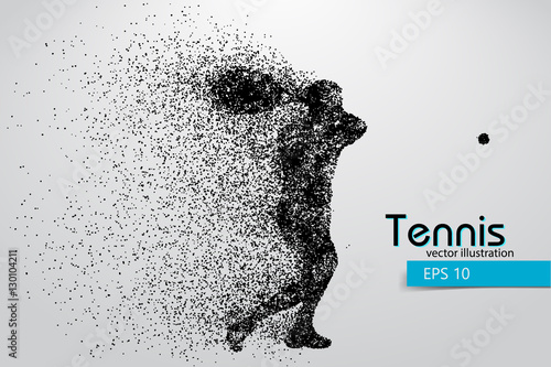 Silhouette of a tennis player from particles.