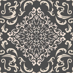 Rideaux Noir et or patrons Damask seamless classic pattern. Vintage Baroque delicate background. Classic damask ornament for wallpapers, textile, fabric, wrapping, wedding invitation. Exquisite floral baroque template.  © Elizaveta
